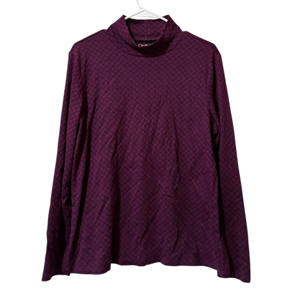 Croft & Barrow Women Size XL Mock Neck Long Sleeve Shirt Cotton Casual Office